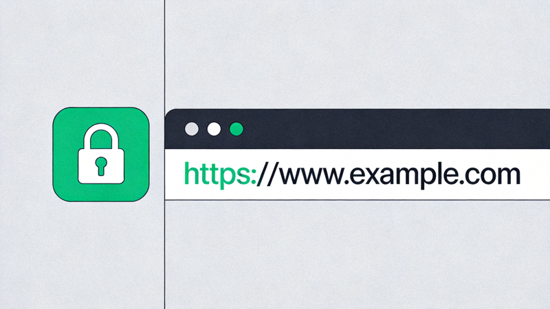 웹사이트 보안 확인 방법 - 자물쇠 아이콘과 HTTPS 주소 표시줄의 시각적 예시